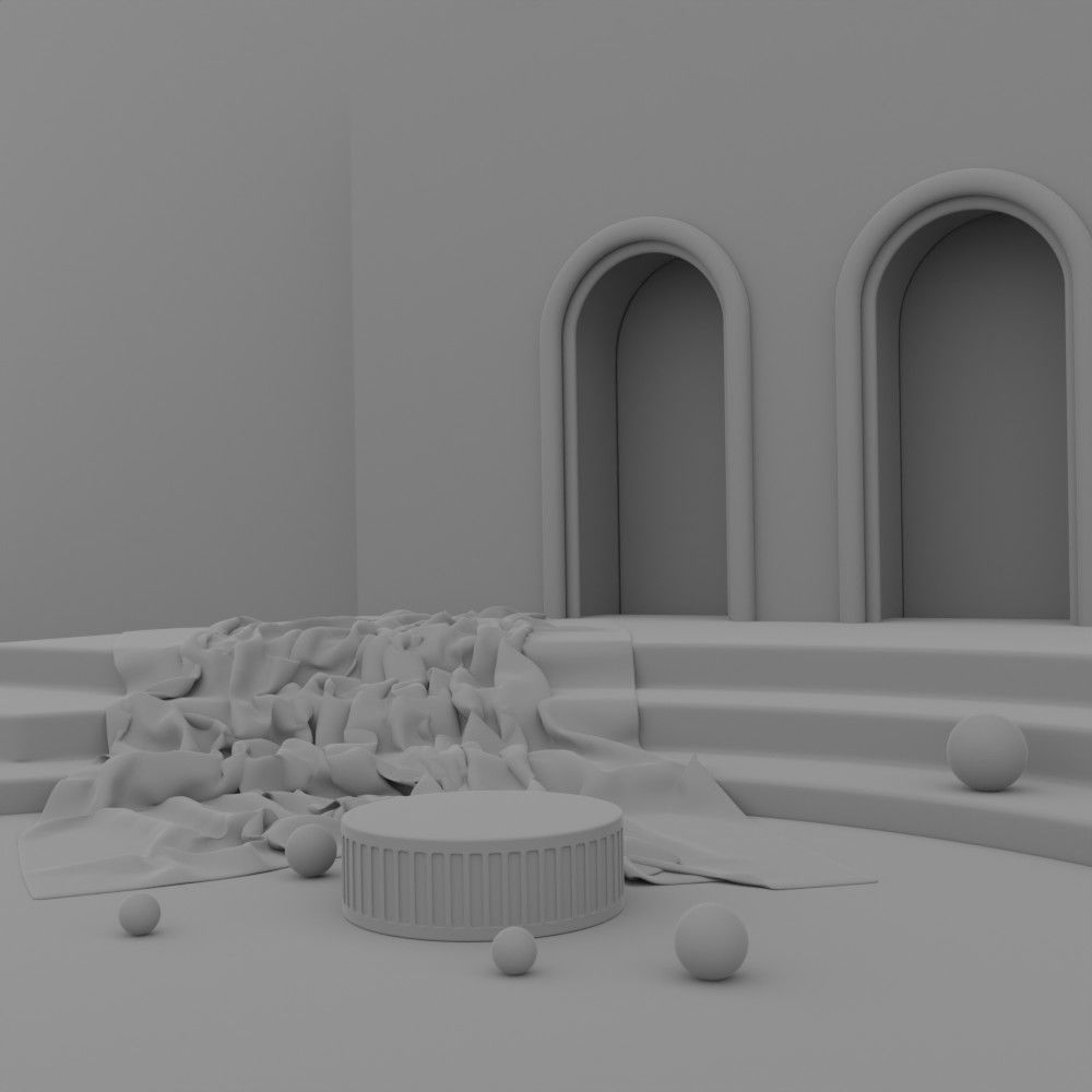 Podium in warm tones with brown fabric 3D model_9