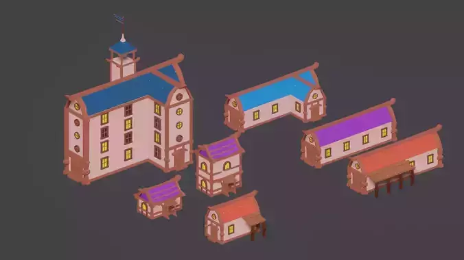 Low Poly Huts Low-poly 3D model