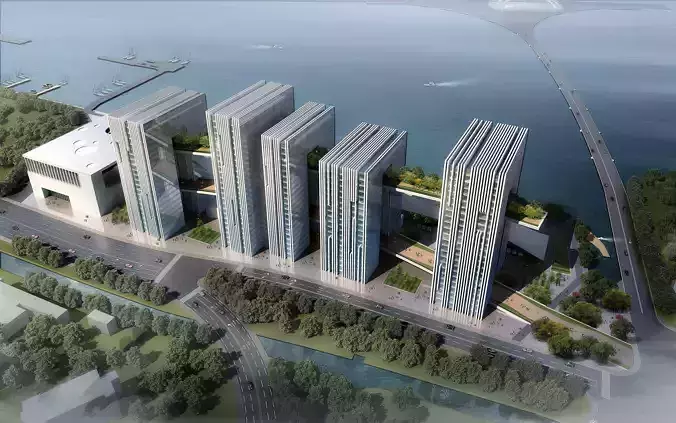 3Dmax fashion city commercial square building 96