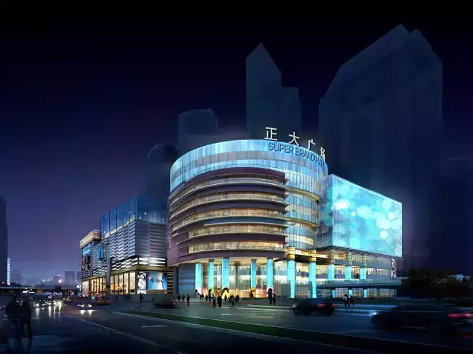 3Dmax fashion city commercial square building 07