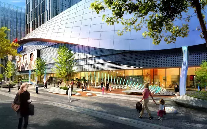 3Dmax fashion city commercial square building 08