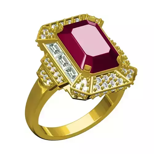 Unique Emerald Stone Solitaire Engagement Ring