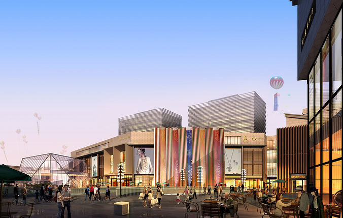3Dmax fashion city commercial square building 09 3D model