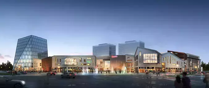 3Dmax fashion city commercial square building 12