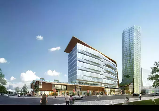 3Dmax fashion city commercial square building 14