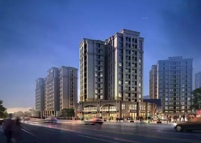 3Dmax fashion city commercial square building 15