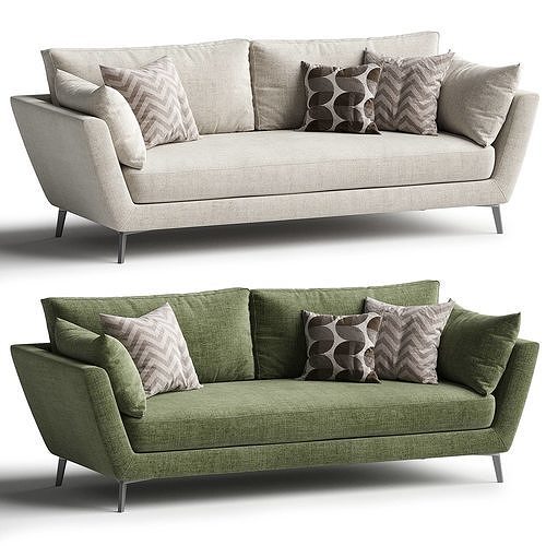 Mottled light gray sofa Low-poly 3D model