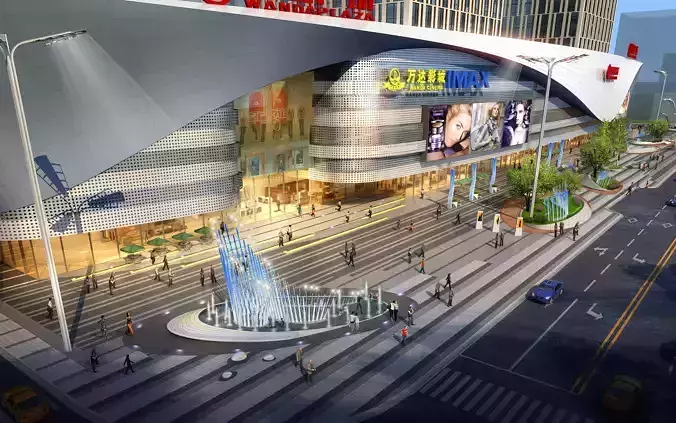 3Dmax fashion city commercial square building 16