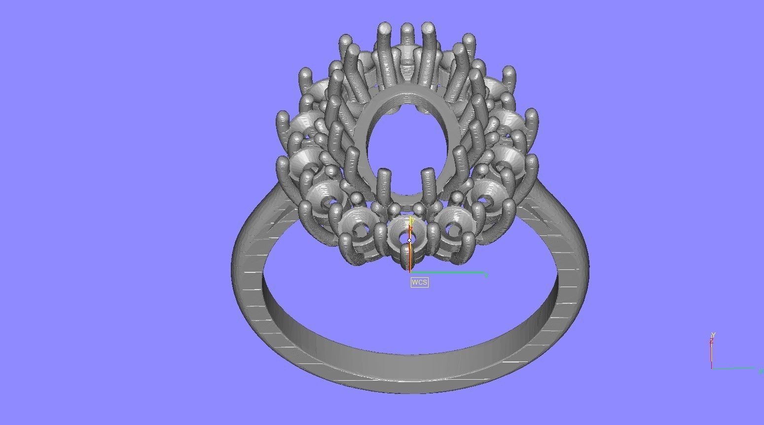 Oval Stone and Round Diamond Cluster Engagement Ring 3D print model_13