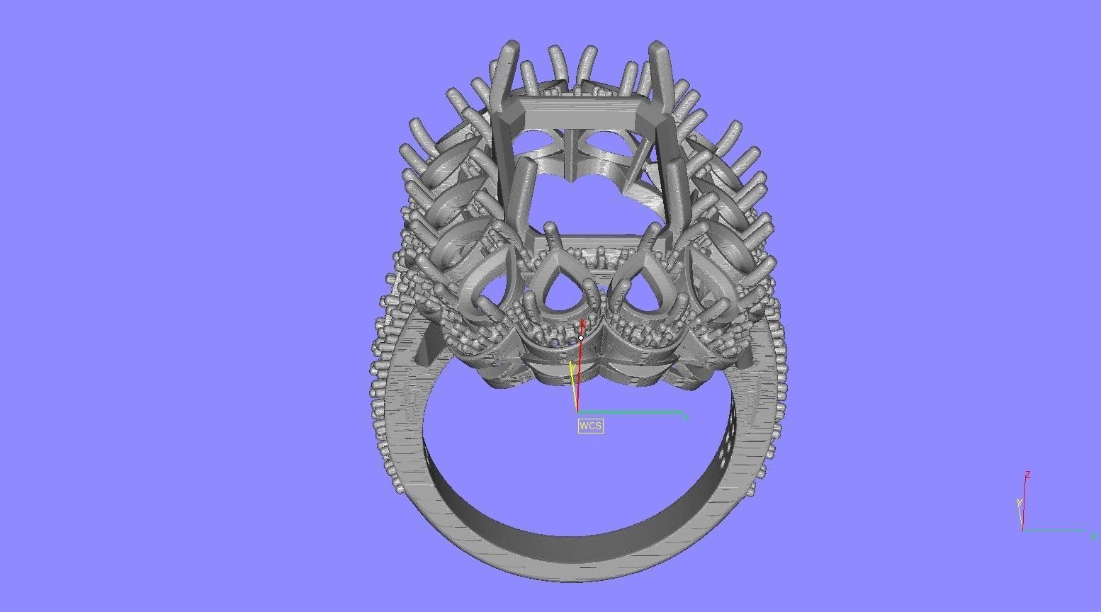 Green Emerald Stone and Pear Diamond Cluster Engagement Ring 3D print model_13