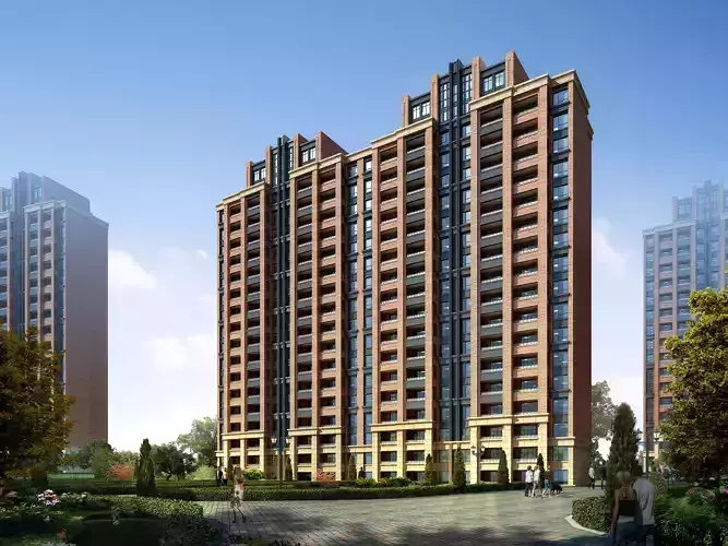 3Dmax fashion city commercial square building 20