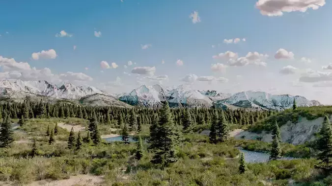 Realistic Snowy Mountains 3D model