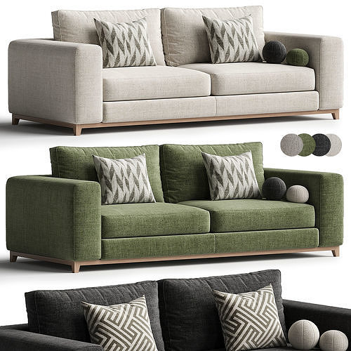 Rocella 3 seat sofa Low-poly 3D model
