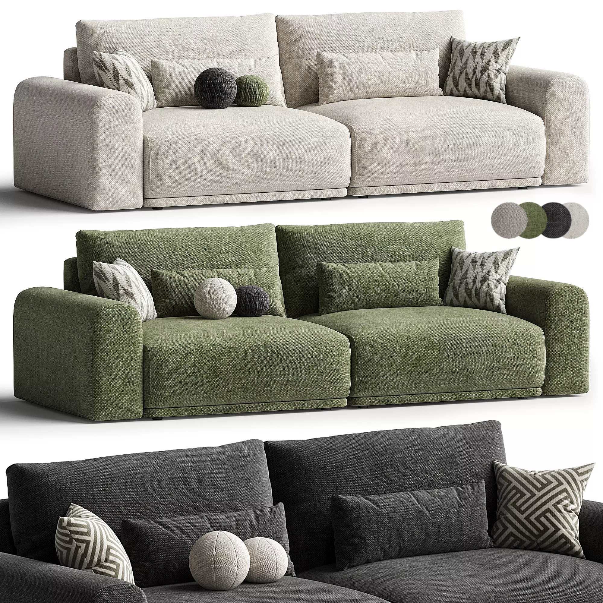 Sofa Straight Grail Low-poly 3D model