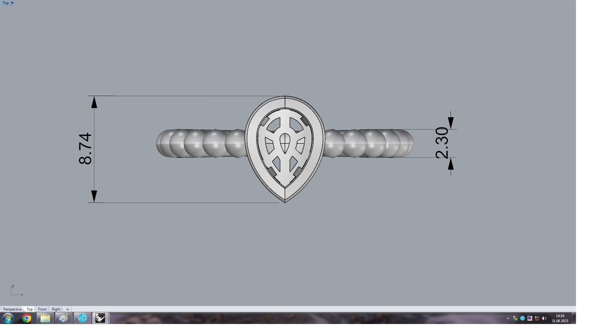 Spherical  Pear Ring  16 5mm 3D print model_8