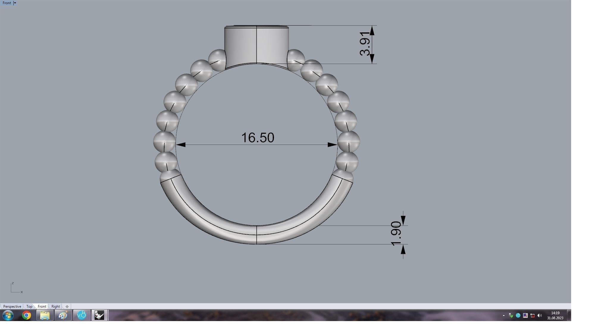 Spherical  Pear Ring  16 5mm 3D print model_7