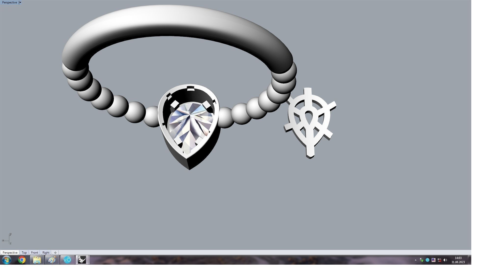 Spherical  Pear Ring  16 5mm 3D print model_9