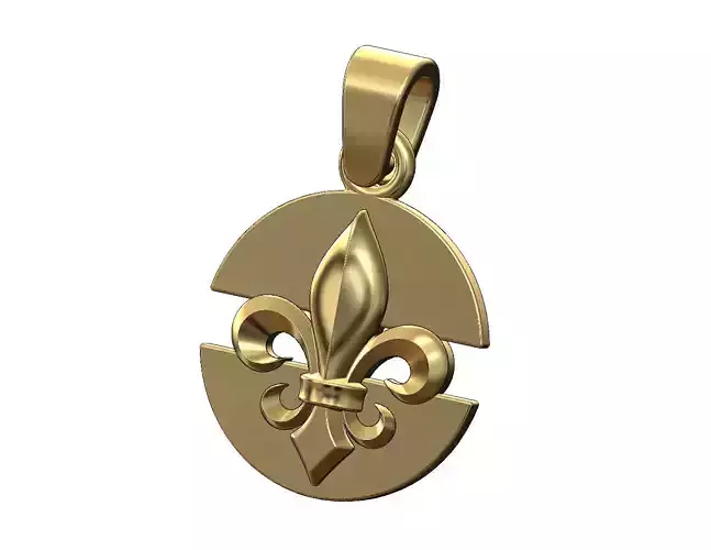 Royal Lily ornament split round pendant with bail