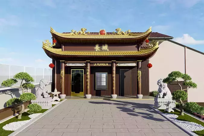 Chinese Japan restaurant pub with outdoor