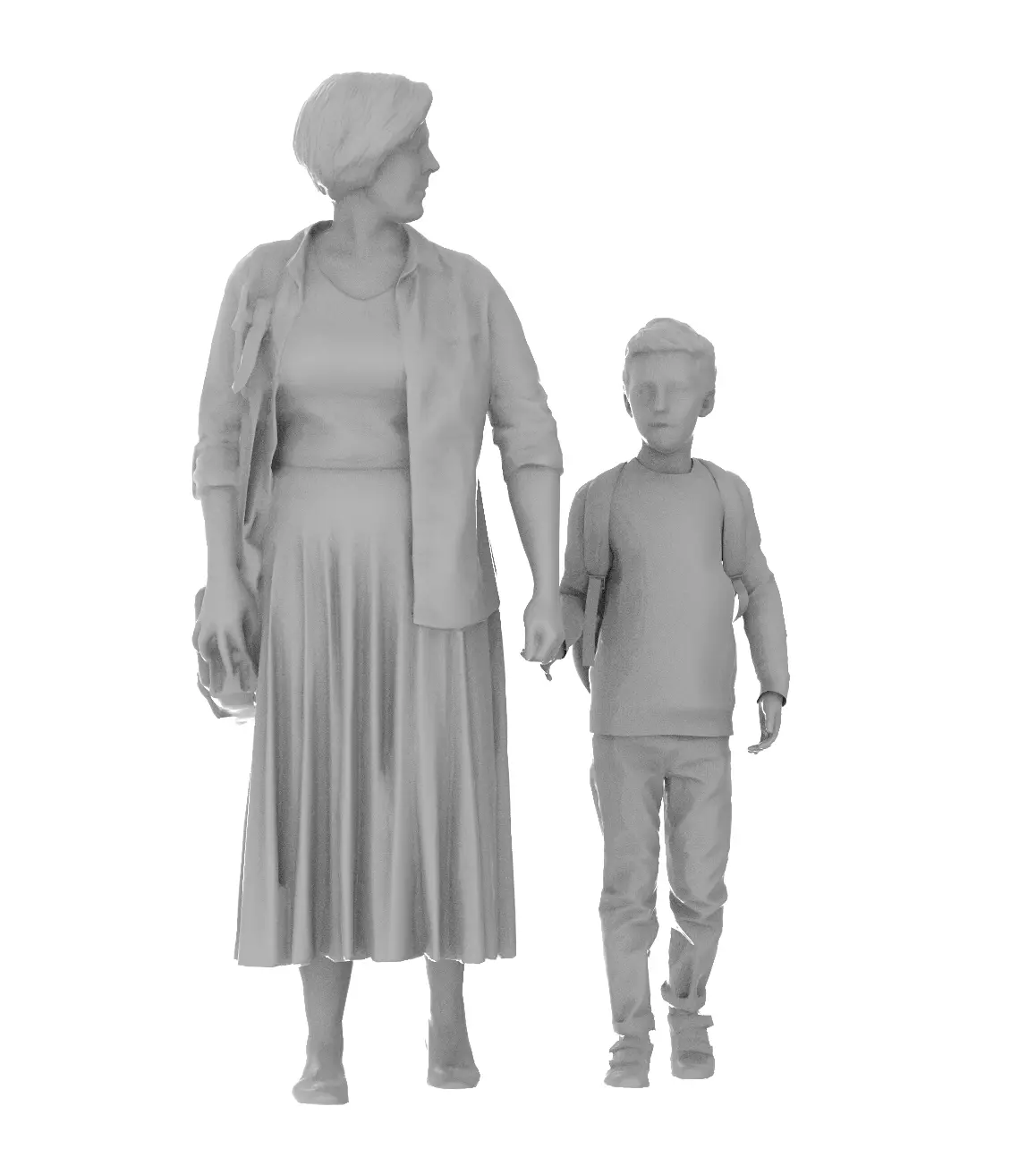 Realistic White Female and kid Free 3D model Free 3D model