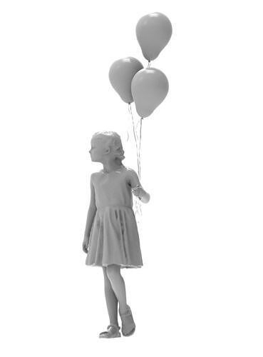 Realistic girl and balloon  3D model Free 3D model