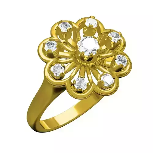 Unique Round Diamond Cluster Engagement Ring