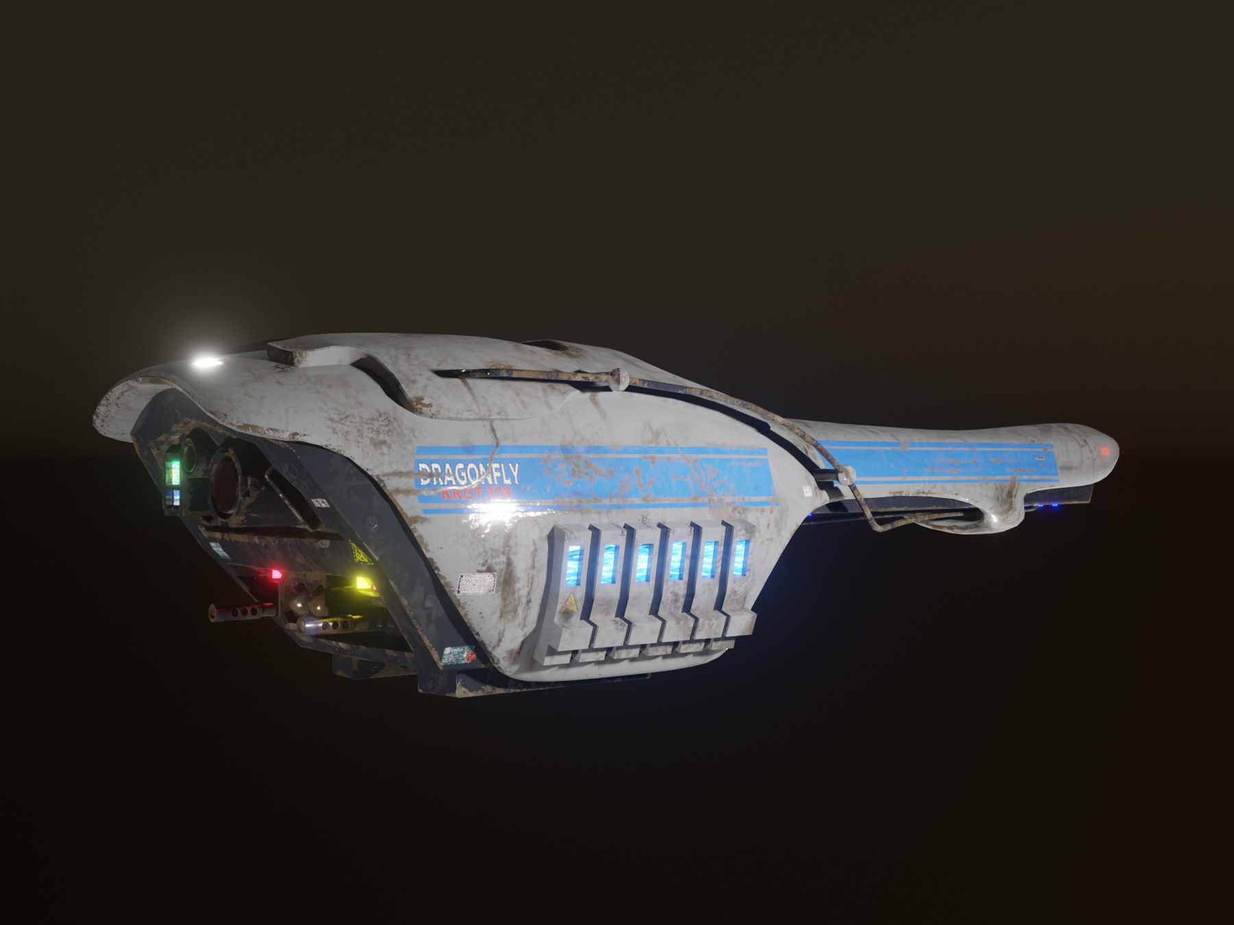 SciFi Drone Dragonfly Low-poly 3D model_2