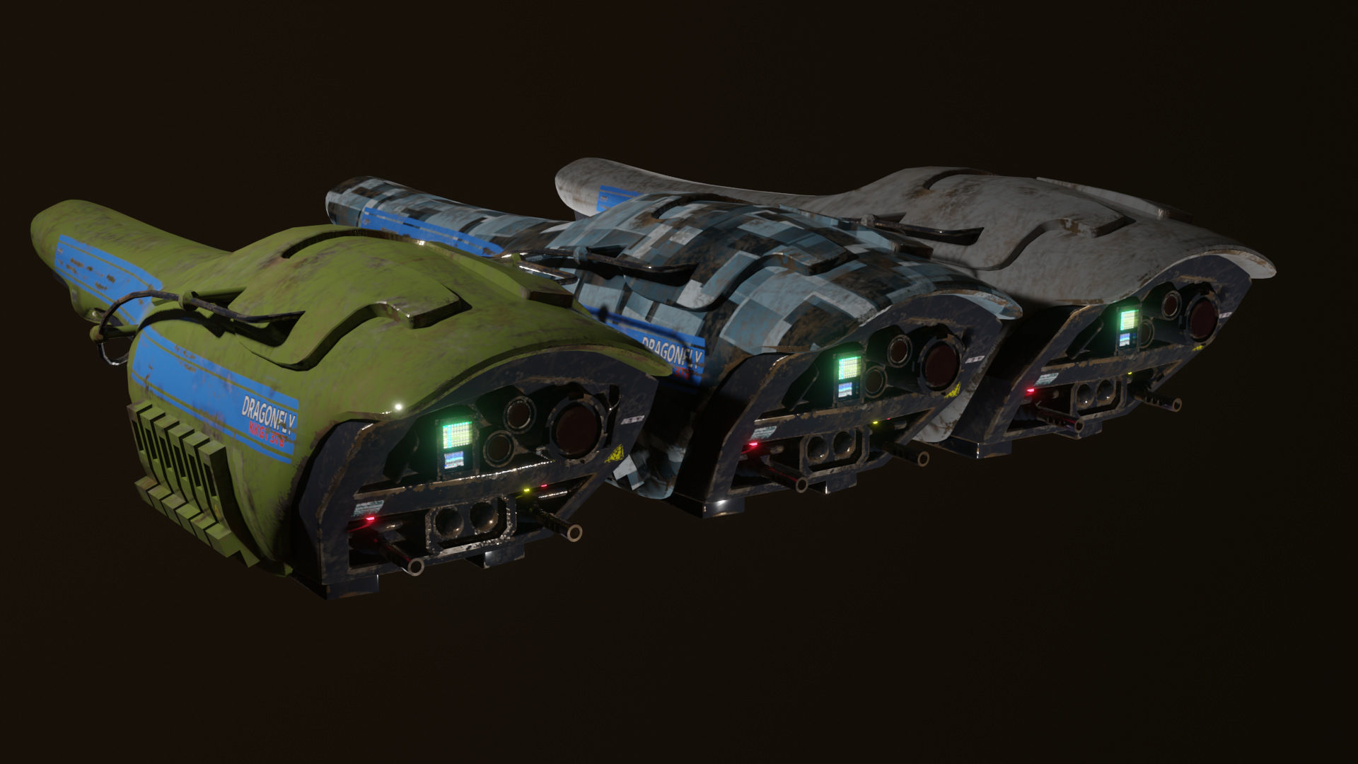 SciFi Drone Dragonfly Low-poly 3D model_6