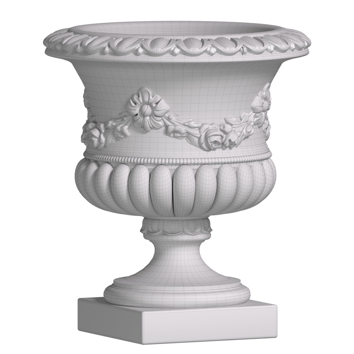 Classic vase for facade decoration Flowerpot  3D model_2