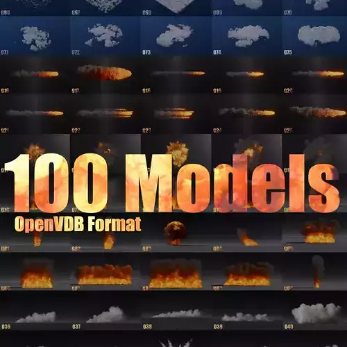 100 Model 3D Fire Smoke Explosions Clouds Collection 3D model