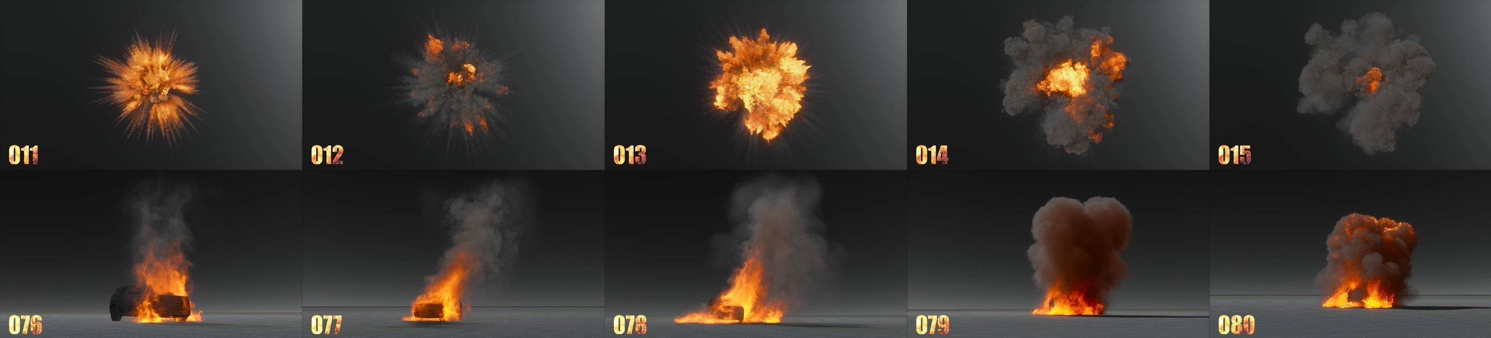100 Model 3D Fire Smoke Explosions Clouds Collection 3D model_3