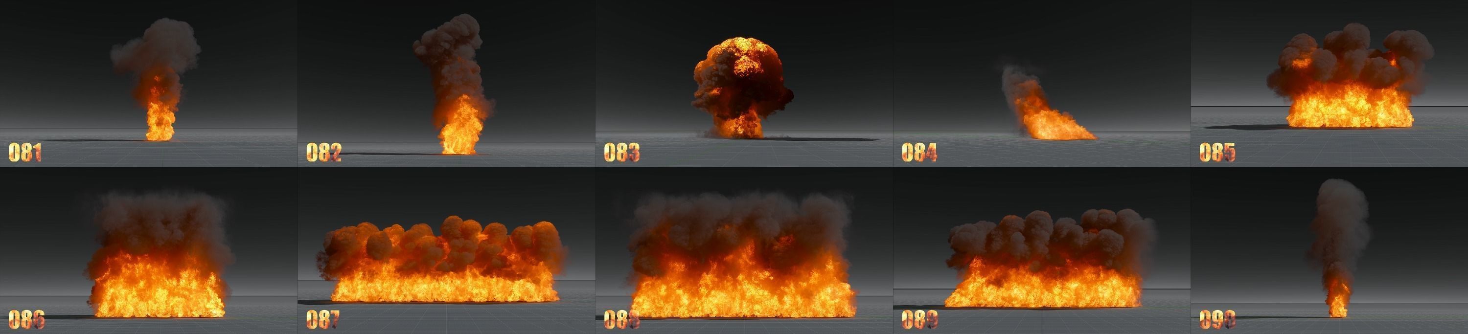 100 Model 3D Fire Smoke Explosions Clouds Collection 3D model_7