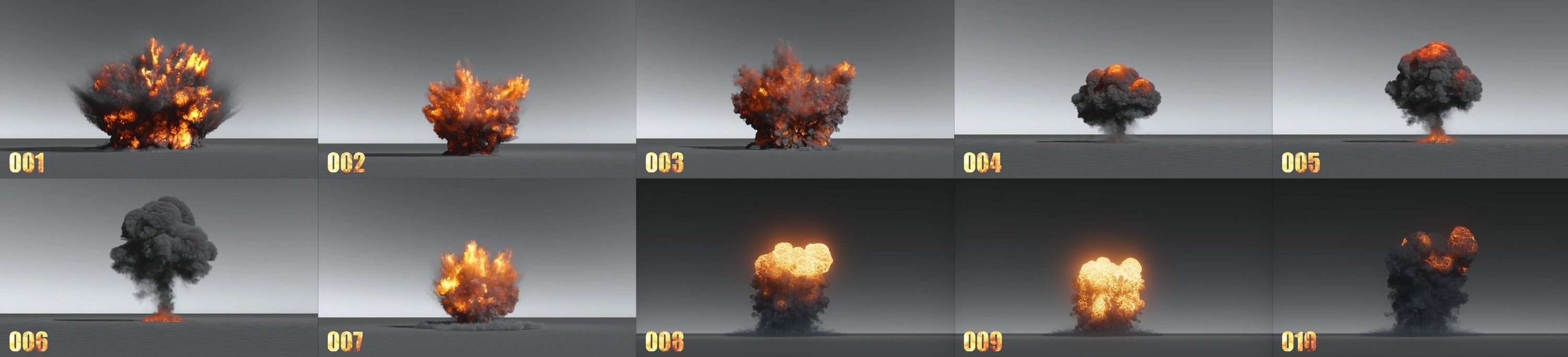 100 Model 3D Fire Smoke Explosions Clouds Collection 3D model_2