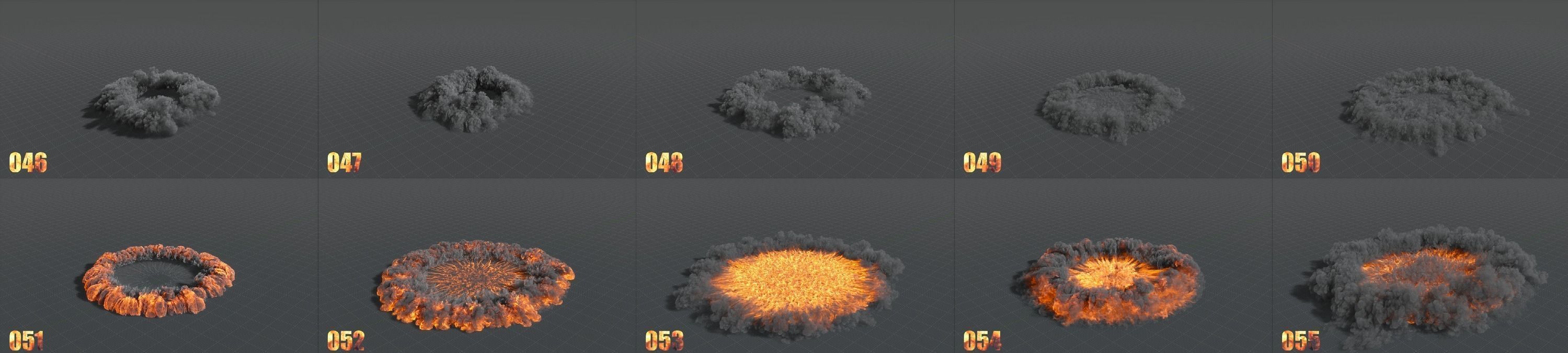 100 Model 3D Fire Smoke Explosions Clouds Collection 3D model_8