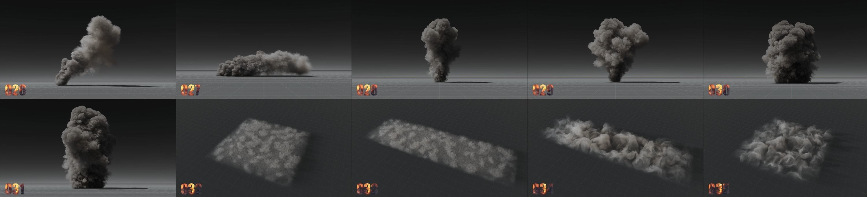 100 Model 3D Fire Smoke Explosions Clouds Collection 3D model_6