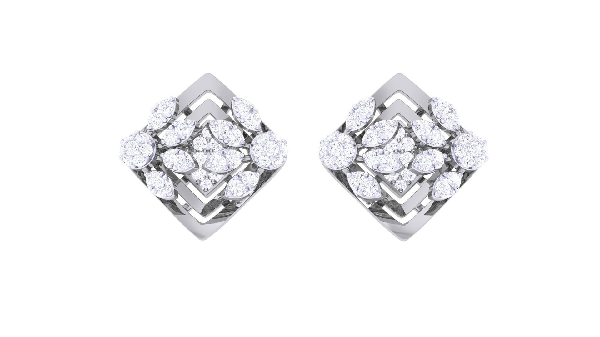 High Jewelry Earrings 3dm stl 3dm stl obj mtl 3mf details 3D print model_5