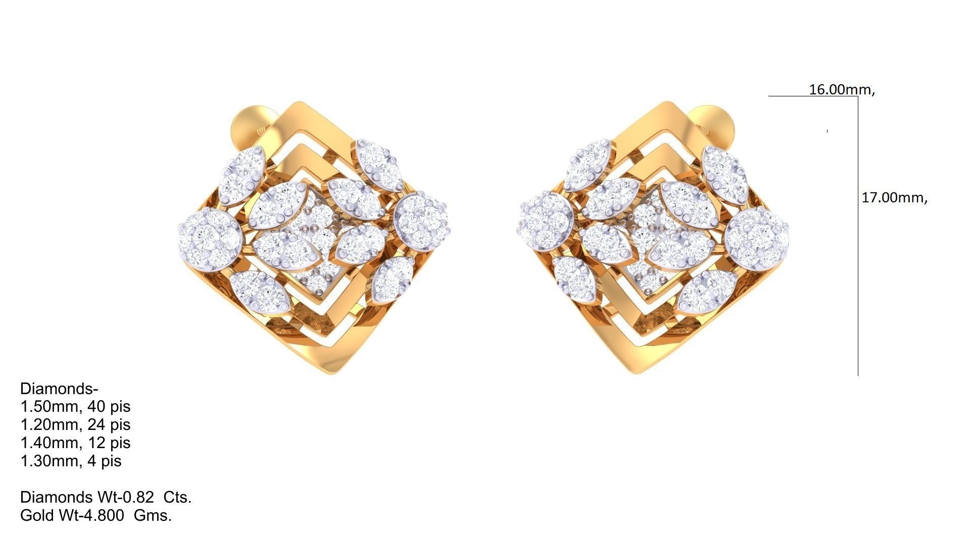 High Jewelry Earrings 3dm stl 3dm stl obj mtl 3mf details 3D print model_1