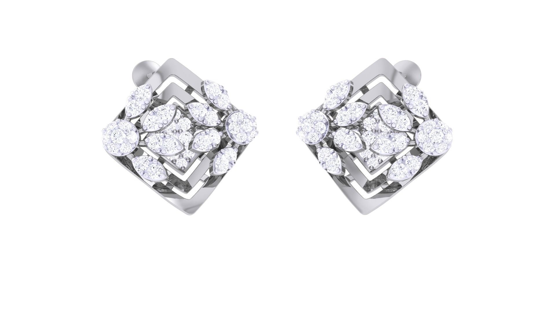 High Jewelry Earrings 3dm stl 3dm stl obj mtl 3mf details 3D print model_3