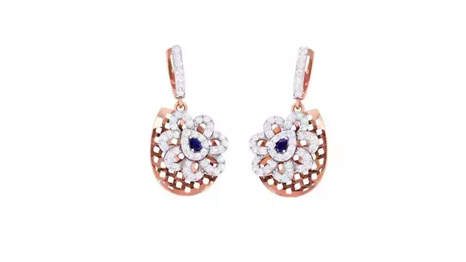 Flower High Jewelry Earrings 3dm stl 3dm stl obj mtl 3mf details 3D print model