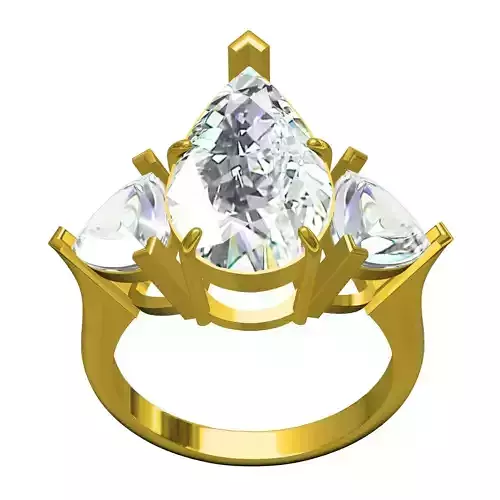 Pear and Trillion Diamond Solitaire Engagement Ring