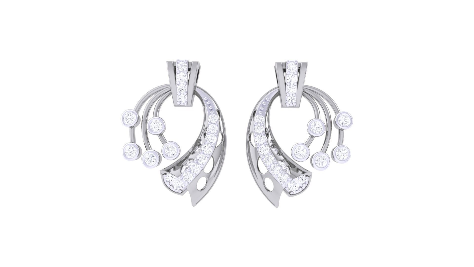 High Jewelry Earrings 3dm stl 3dm stl obj mtl 3mf details 3D print model_6