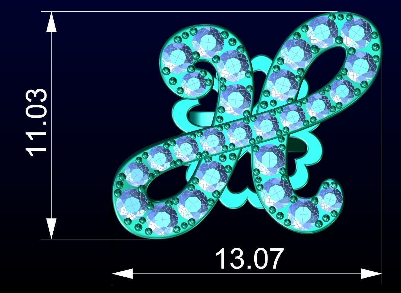 Letter H Stud Earrings 3D print model_2