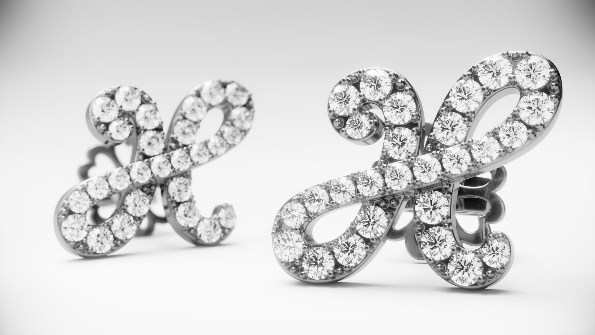 Letter H Stud Earrings 3D print model_1