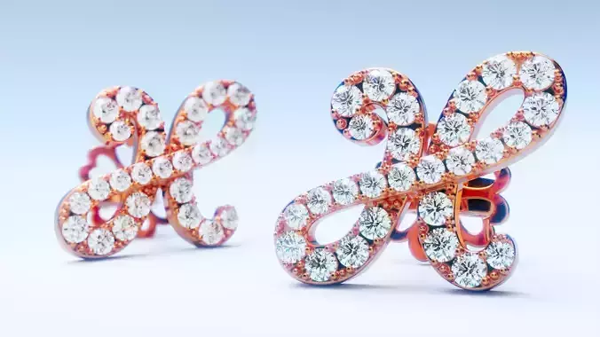 Letter H Stud Earrings 3D print model