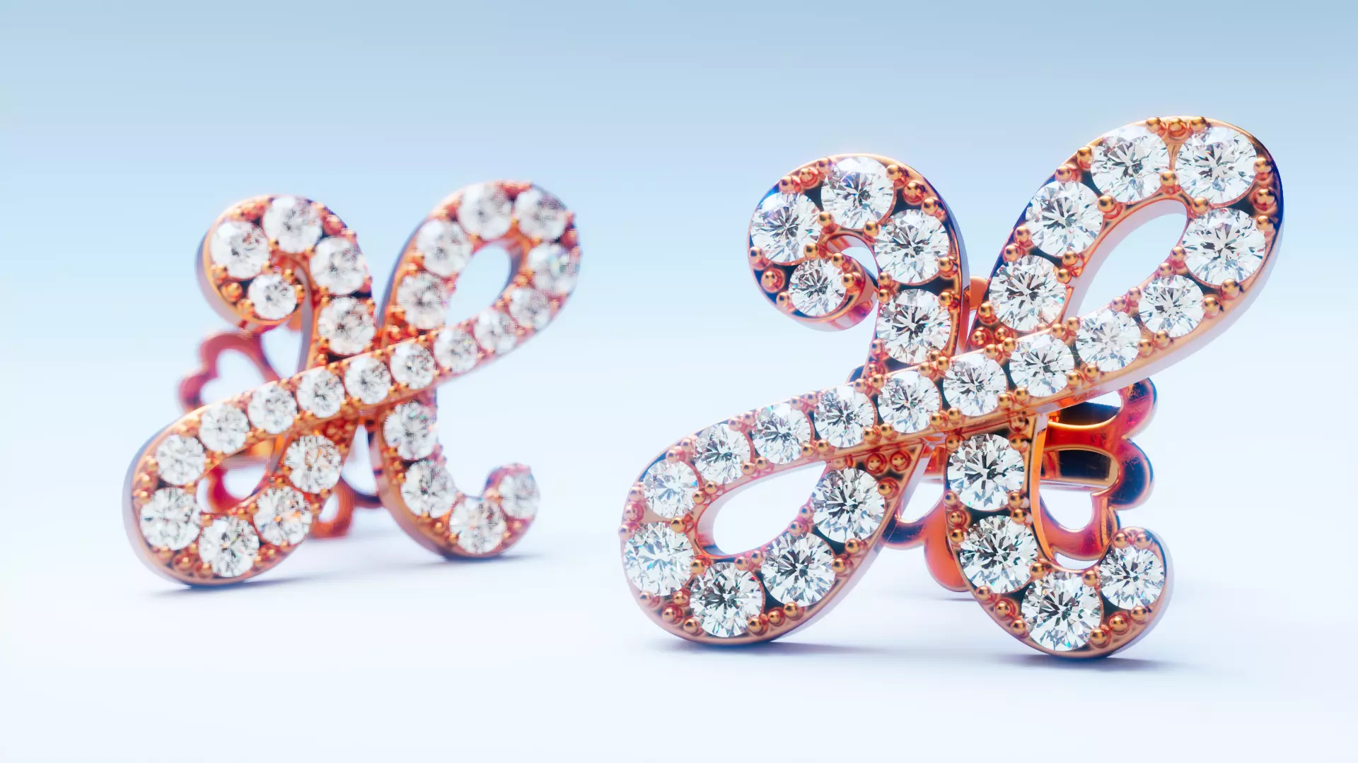 Letter H Stud Earrings 3D print model_0