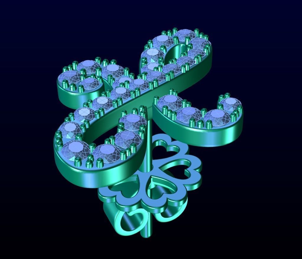 Letter H Stud Earrings 3D print model_4