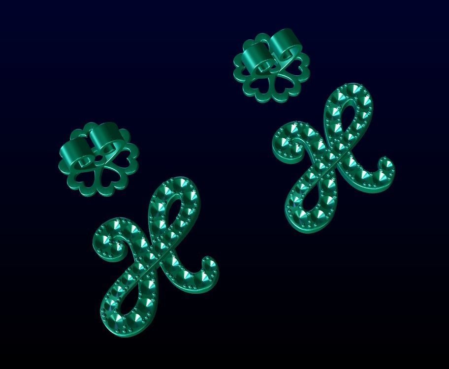 Letter H Stud Earrings 3D print model_7