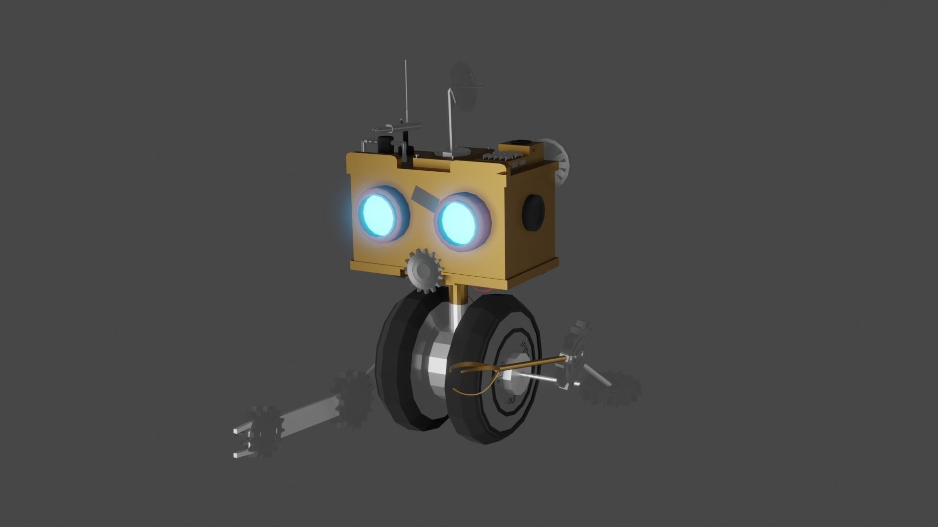 Robot steampunk Low-poly 3D model_2