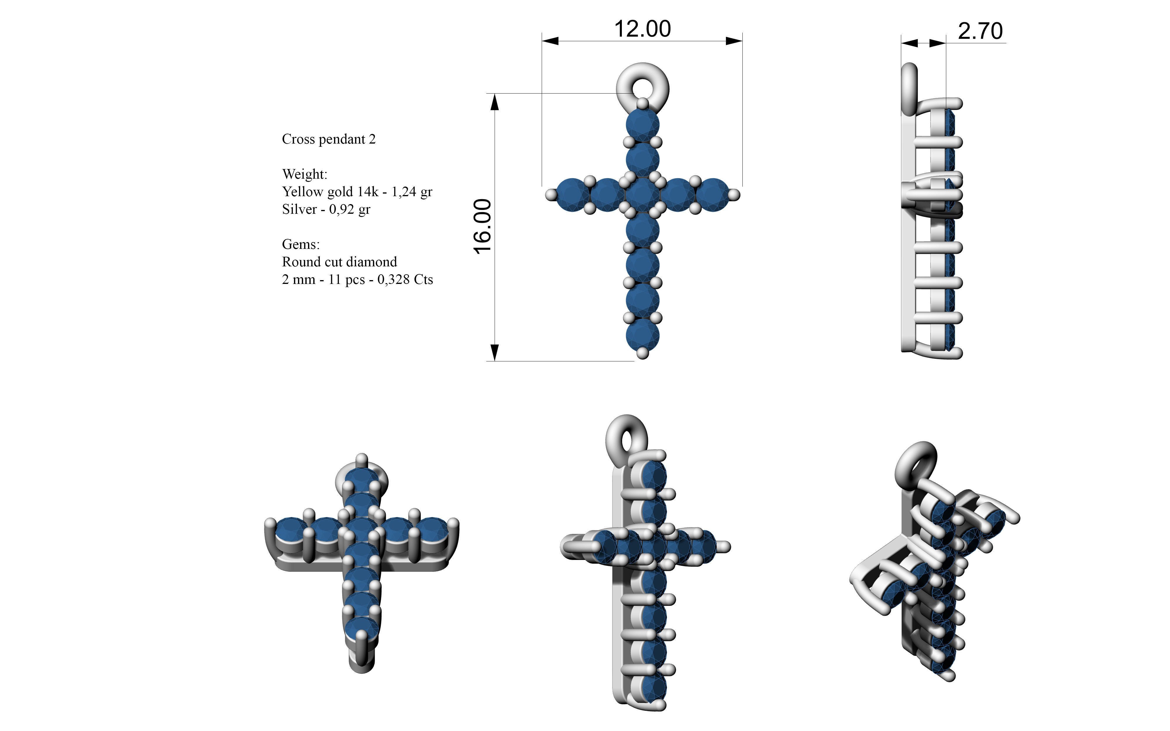 Cross pendant 2  3D print model_6