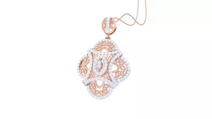 High Jewelry Pendant Necklace 3dm stl 3mf obj glb render details 3D print model